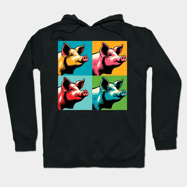 Porcine Pop Palette: Vibrant Artistic Pig Portrait Hoodie by PawPopArt